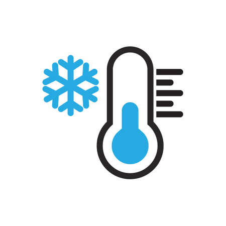 Illustration vectorielle d'icône de thermomètre de temps froid sur fond blanc. Élément de conception Web plat pour les matériaux de site Web, d'application ou d'infographie.