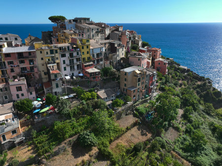 Manarola village cinque terre coast italy colorful town in liguria one of five cinque terre manarola traditional italian village in the national park cinque terre with multicolored houses on rock