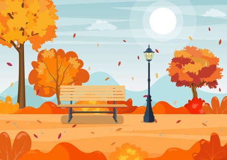 Beautiful autumn city park Фото со стока