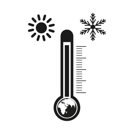 Icône de concept de changement climatique avec globe et thermomètre Illustrations vectorielles