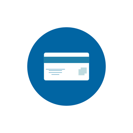 Debit card round blue icon vector illustration