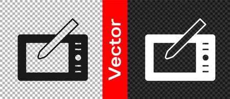 Black graphic tablet icon isolated on transparent background vector