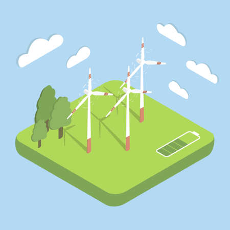 illustration colorée de vecteur d'énergie éolienne d'énergie alternative pour le web