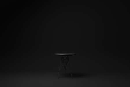 Black round table on black background minimal concept idea monochrome 3d render