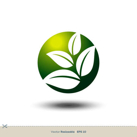 Ecology leaf sphere icon vector logo template illustration design vector eps 10