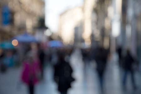 People in bokeh street of belgrade