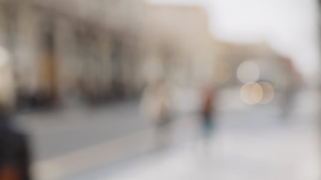 Out of focus background of pedestrian street in city of nice Stock Photo