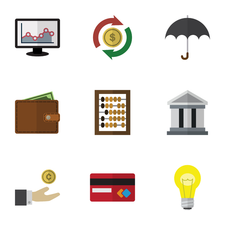 Flat icon finance set of hand with coin bubl billfold vector objects also includes idea money graph elements