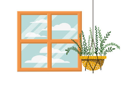 Houseplant en macramé perchas icono diseño ilustración vectorial Foto de archivo