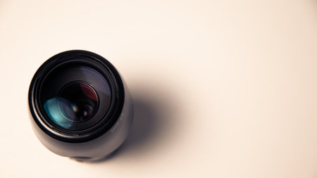 Camera lens on a white background close up horizontal Stock Photo