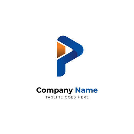 Simple letter p logo design with blue and orange color modern p logo inspiration template vector