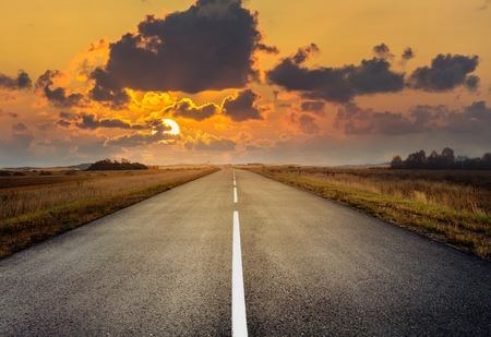 Country road asphalt road panorama in countryside Stock Photo