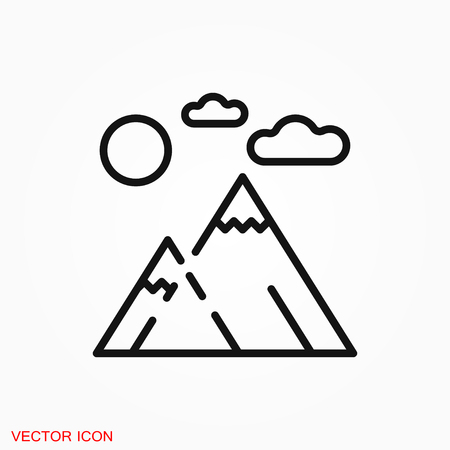 Logotipo de icono de montaña, símbolo de signo de vector para el diseño