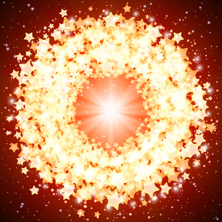 Eps10 vector star shining round frame on a on a red background