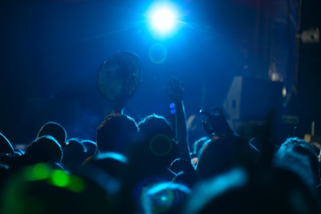 Crowd cheering at the music concert