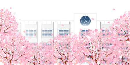 桜学校春の背景