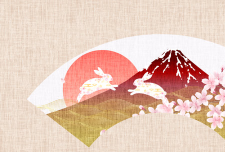 うさぎの富士山の年賀状の背景