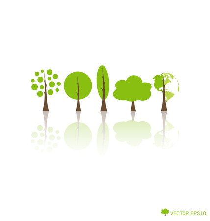 Ecology concept with abstract trees vector illustration