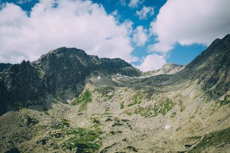 High tatras mouintans from drone point of view rocky mountains lakes and sunny summer weather it was nice travel trip to these europian mountains national park this is nearby lomnicky stit and kriva and strbske pleso Фото со стока