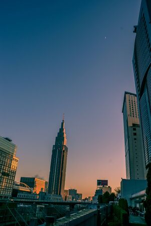 Skyscrapers and the blue sky of shinjuku Stock Photo