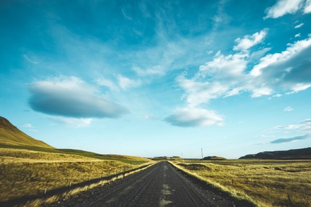 Empty road passing through amazing landscape in iceland