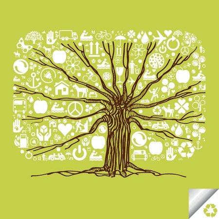 Kolorowe ikony ekologii siÄ™ ilustracja drzewa