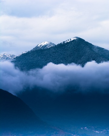 Snowfall snow covered hill pick from kathmandu nepal 9 feb 2019