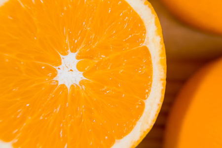 Halves of the orange health food the juice from the fruit Stock Photo