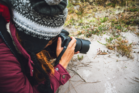 Photographer asian women traveling photograph nature travel relax in the holiday walk in the forest travel relax in the holiday thailand