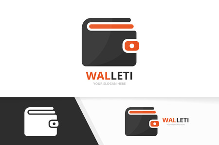 Vector wallet logo combination purse symbol or icon unique finance logotype design template