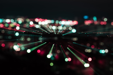 Dark night background with colorful bokeh lights