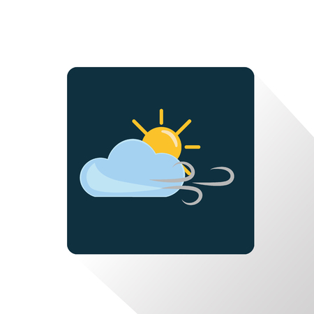 Illustration of cloudy weather with wind and sun icon