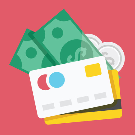 Credit cards and money icon Векторная Иллюстрация