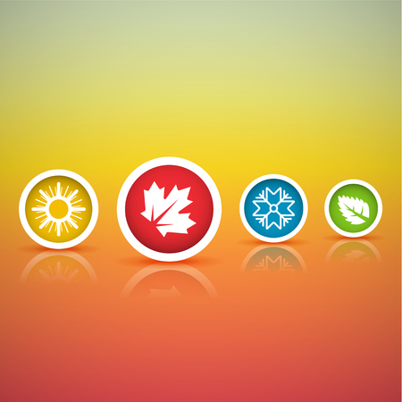 Icons on the background with the image of four long years illustration on the theme of climate change Stock Photo