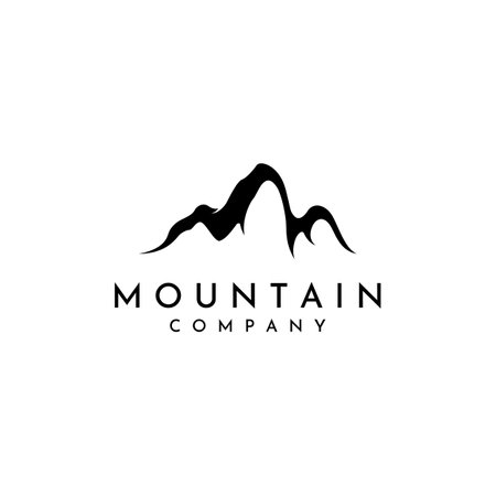 Vista del paisaje montañoso con un logotipo de diseño minimalista para fotógrafos escaladores y aventureros