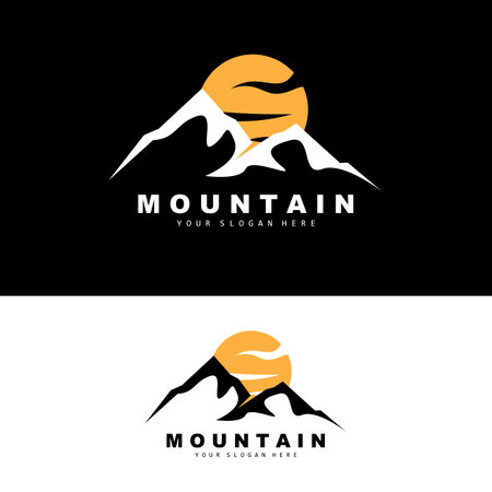 Mountain logo design vector place for nature lovers hiker Stockfoto