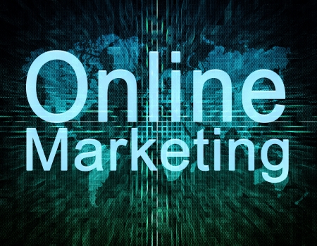Online marketing concept on digital screen