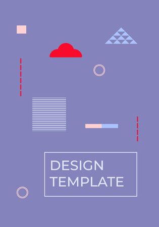 Memphis cover vertical template closeup with space for text geometric trendy style art element and different shape background great for magazine pattern cover poster banner vector illustration