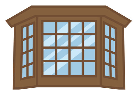 Casa ventana grande, ilustración, vector, sobre un fondo blanco.