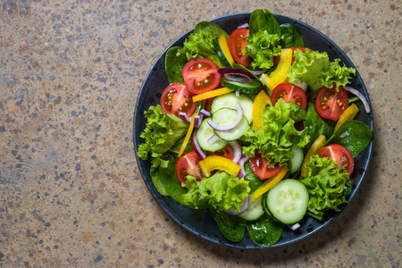 Fresh vegetables salad top view