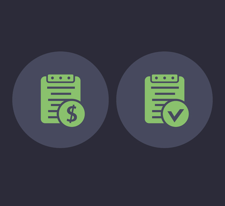 Payroll and bill icons in flat style vector illustration