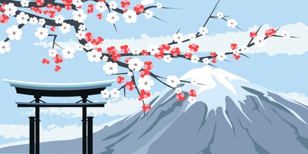 桜の花と富士山のグラフィック