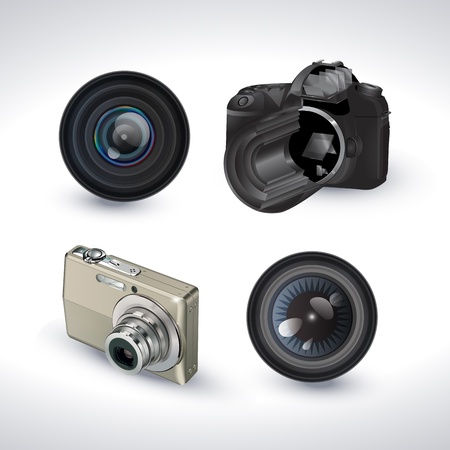 2 digital camera with 2 lens Stock Photo