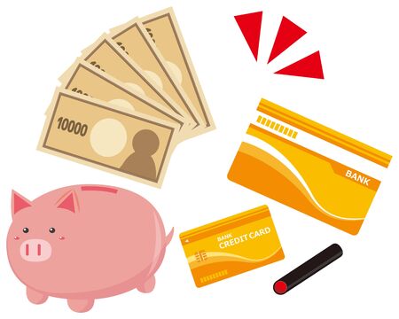 Image illustration of saving money in a bank bankbook cash card Stock Photo
