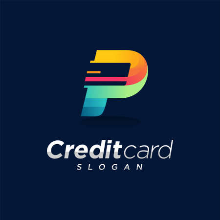 Credit card logo with letter p concept