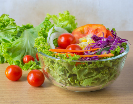 Fresh mixed vegetables salad selective focusxq