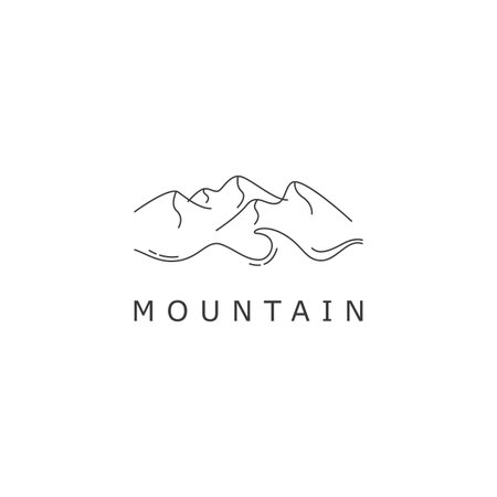 Simple landscape line drawing of a mountain logo