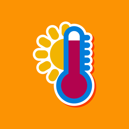 autocollant papier sur fond élégant thermomètre temps chaud