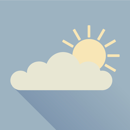 Sun behind a cloud flat with shadows vector Stock Photo