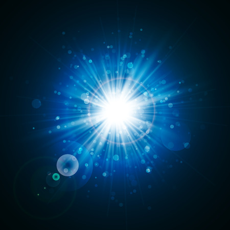 Star burst with sparkles light effect blue glitter texture Stock Photo